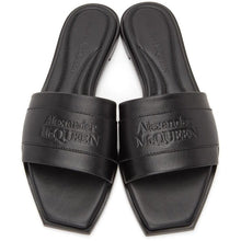 Alexander McQueen Black Leather Signature Slides