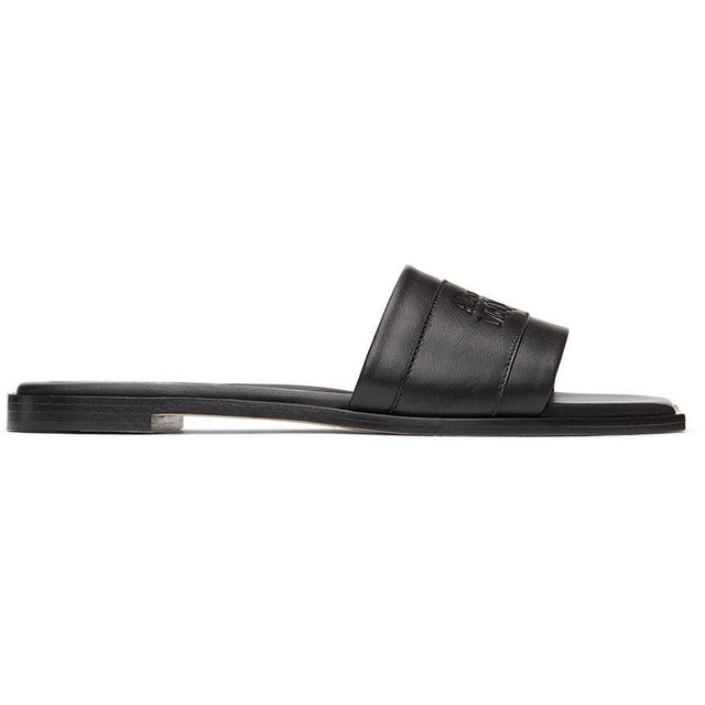 Alexander McQueen Black Leather Signature Slides - Alexander McQueen Signature en cuir noir - Alexander McQueen 블랙 가죽 서명 슬라이드