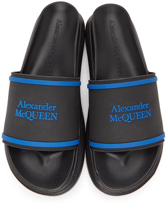 Alexander McQueen Black Oversized Signature Hybrid Slides