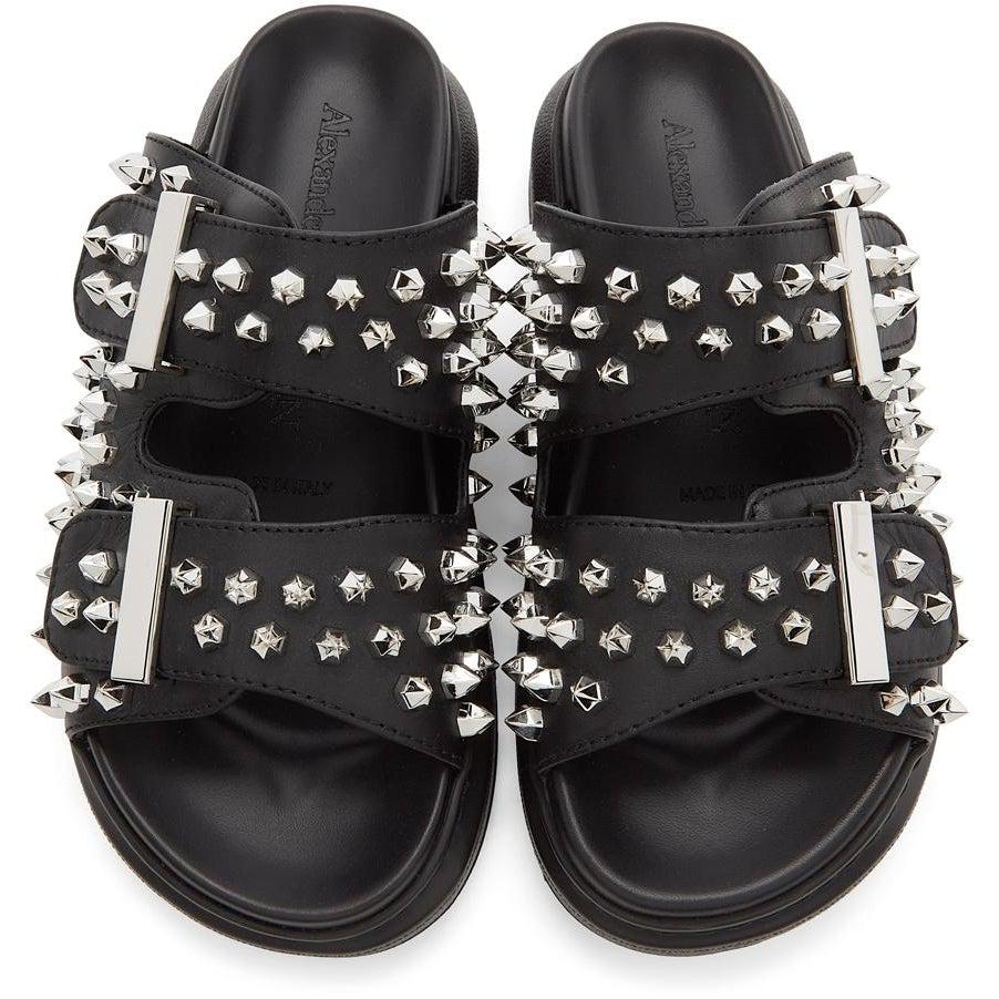 【送料&関税込】Alexander McQueen Studded Sandals New ALEXANDER MCQUEEN Hybrid Spike Double-Buckle Slide