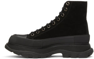 Alexander McQueen Black Suede Tread Slick High Boots