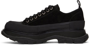 Alexander McQueen Black Suede Tread Slick Platform Low Sneakers