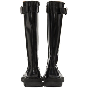 Alexander McQueen Black Tread Slick Lace-Up Tall Boots