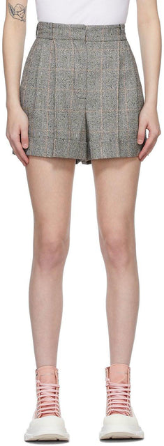 Alexander McQueen Black Wool Check Shorts - Short de vérification de laine noire Alexander McQueen - Alexander McQueen 블랙 울 체크 반바지