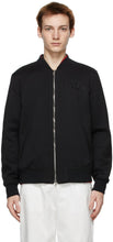 Alexander McQueen Black Wool Embroidered Logo Bomber Jacket - Veste de bombardie brodée en laine noire de Alexander McQueen - Alexander McQueen 블랙 양모 수 놓은 로고 폭탄 자켓