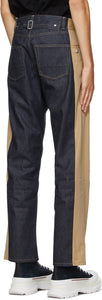 Alexander McQueen Blue Gabardine Panel Jeans