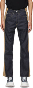 Alexander McQueen Blue Gabardine Panel Jeans - Alexander McQueen Blue Gabardine Panel Jeans - Alexander McQueen 블루 Gabardine 패널 청바지