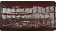 Alexander McQueen Burgundy Croc Skull Chain Wallet