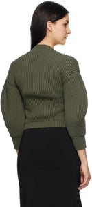 Alexander McQueen Green Rib Knit Square Neck Sweater