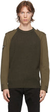 Alexander McQueen Khaki Hybrid Crewneck Sweatshirt - Sweat-shirt d'armoire hybride d'Alexander McQueen Khaki - Alexander McQueen Khaki 하이브리드 Crewneck 스웨터
