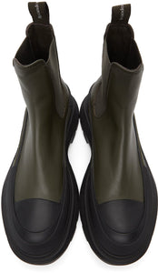 Alexander McQueen Khaki Tread Slick Chelsea Boots
