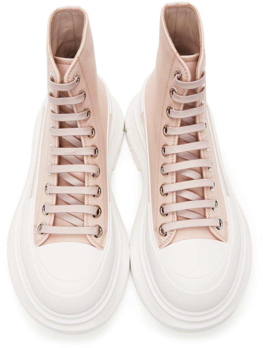Alexander McQueen Pink Leather Tread Slick High Sneakers