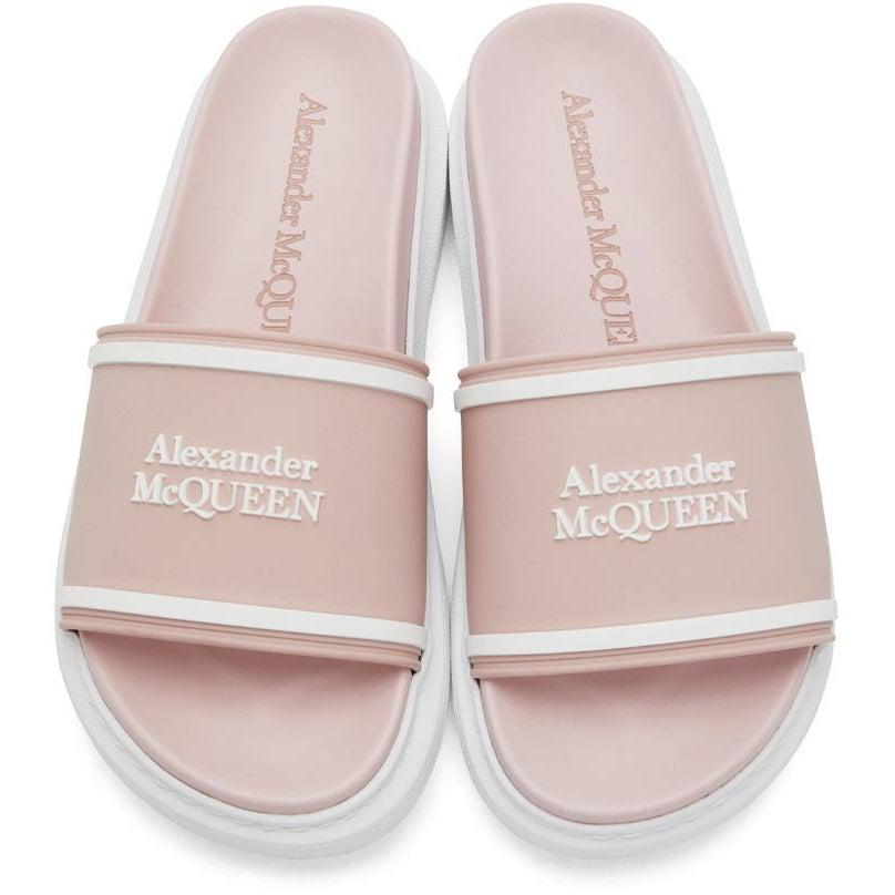 Alexander McQueen Pink Rubber Logo Sandals