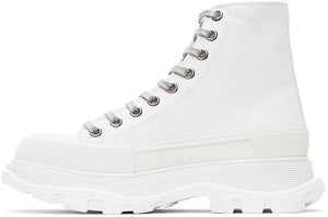 Alexander McQueen SSENSE Exclusive White Canvas Tread Slick Boots