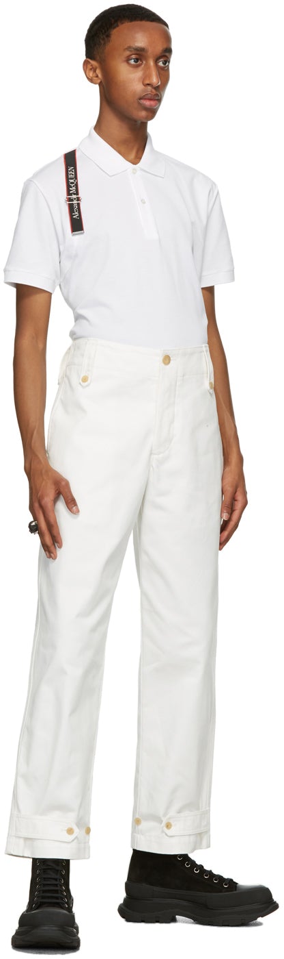 Alexander McQueen White Cotton Trousers