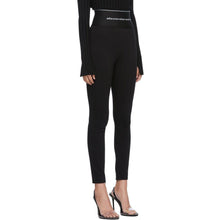 Alexander Wang Black Exposed Zipper Elastic Logo Leggings