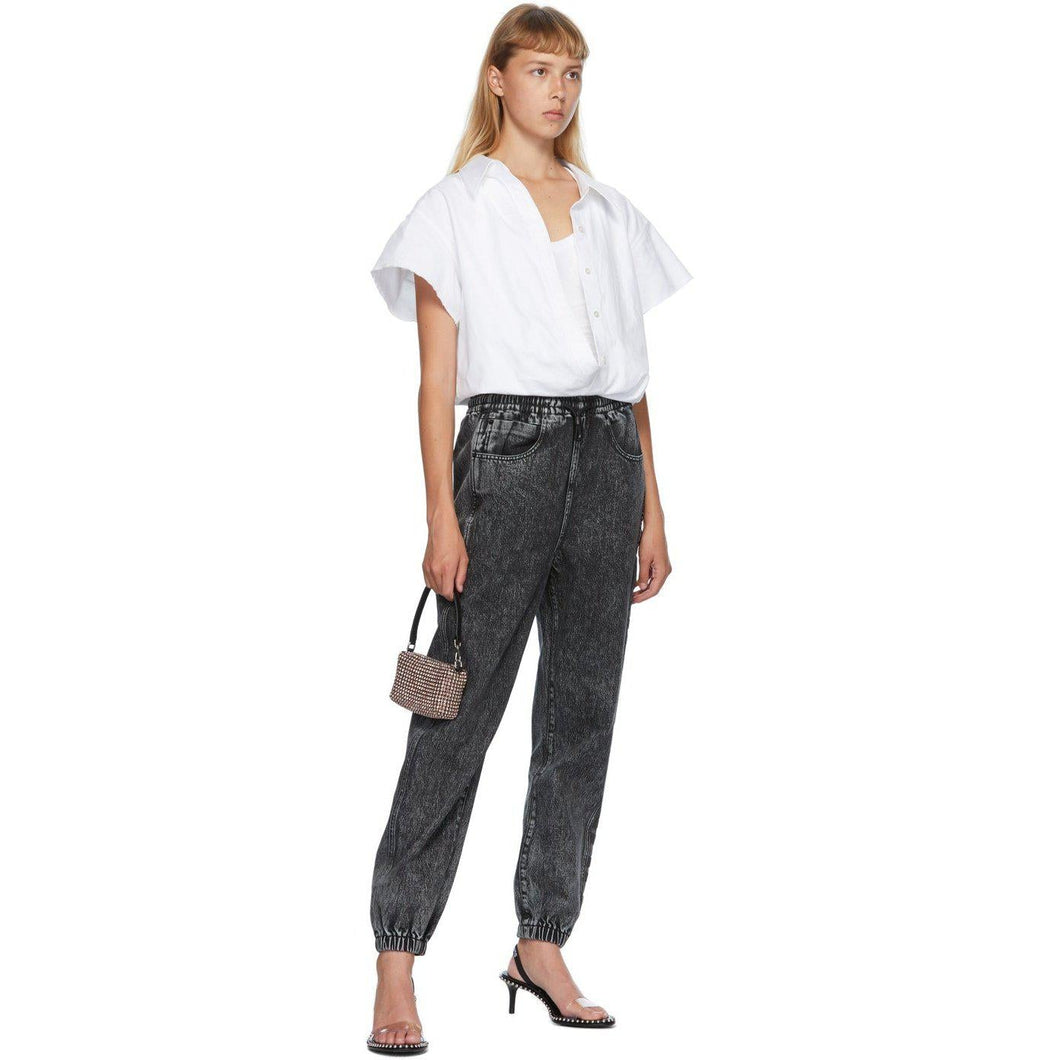 Alexander Wang Black Puff Logo Jeans - Jeans de Logo Puff noir Alexander Wang - 알렉산더 왕 블랙 퍼프 로고 청바지
