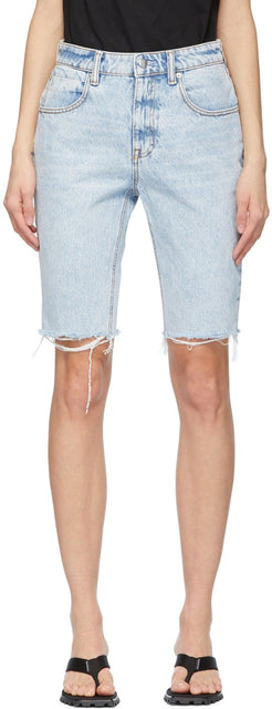 Alexander Wang Blue Denim Bike Shorts - Shorts de vélo de denim bleu d'Alexander Wang Blue - 알렉산더 왕 블루 데님 자전거 반바지