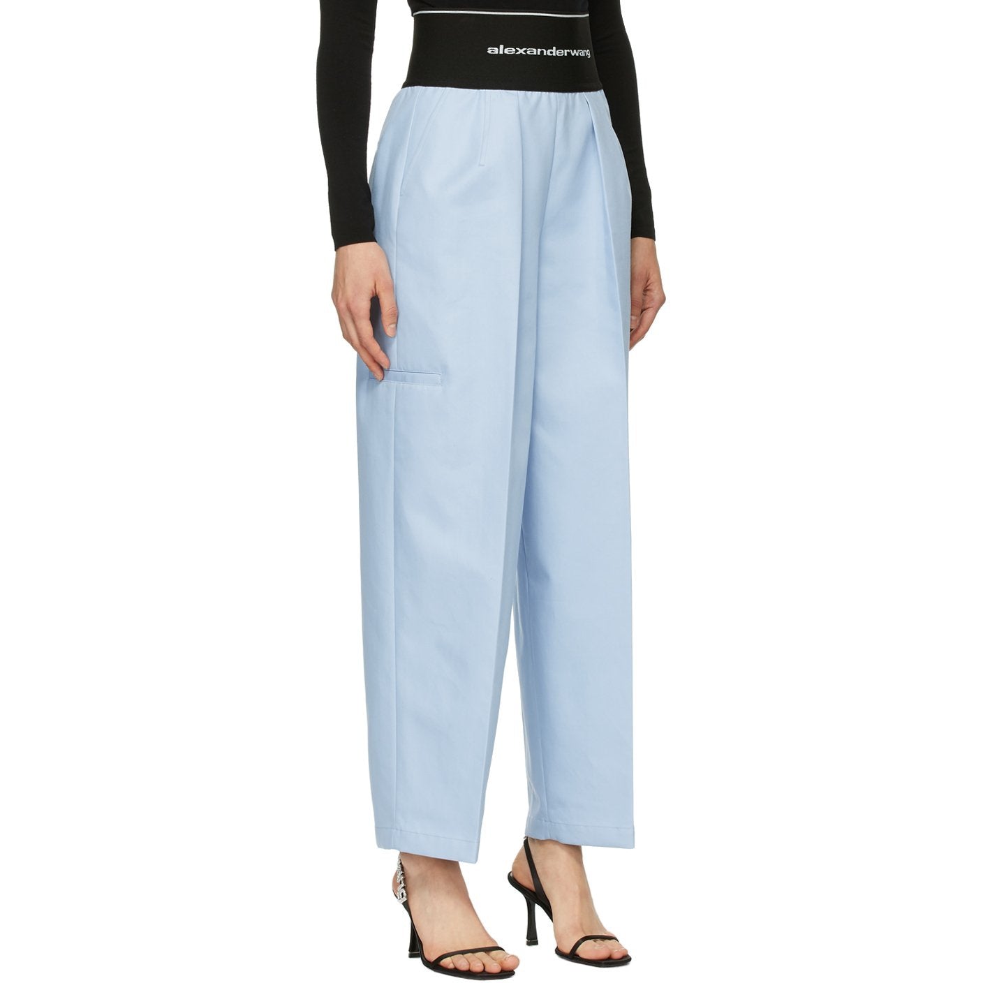 alexanderwang.t Black Flared Logo Elastic Lounge Pants