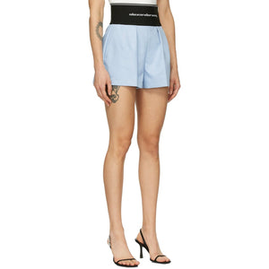 Alexander Wang Blue Logo Elastic Safari Shorts