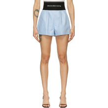 Alexander Wang Blue Logo Elastic Safari Shorts - Alexander Wang Blue Logo Safari Elastic Safari - 알렉산더 왕 블루 로고 탄성 사파리 반바지