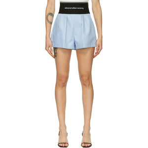 Alexander Wang Blue Logo Elastic Safari Shorts - Alexander Wang Blue Logo Safari Elastic Safari - 알렉산더 왕 블루 로고 탄성 사파리 반바지