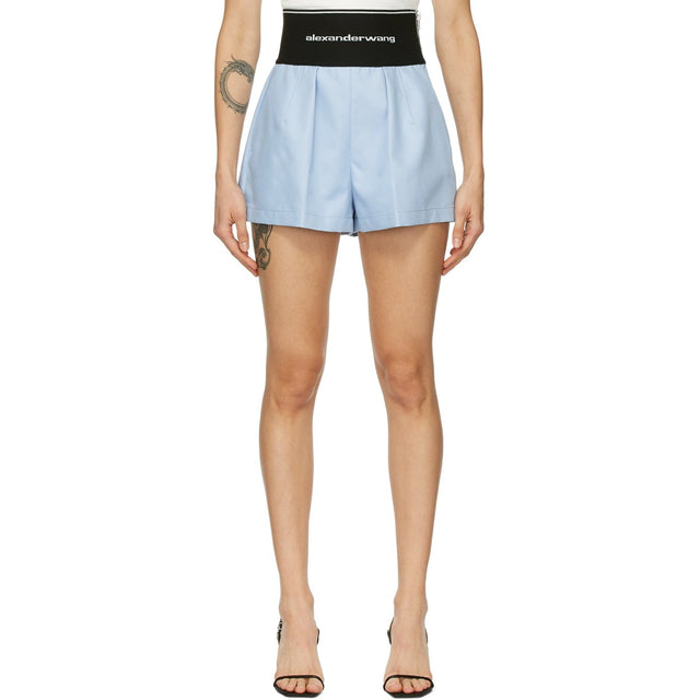 Alexander Wang Blue Logo Elastic Safari Shorts - Alexander Wang Blue Logo Safari Elastic Safari - 알렉산더 왕 블루 로고 탄성 사파리 반바지