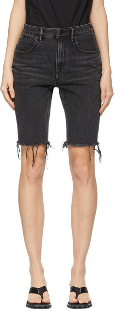 Alexander Wang Grey Denim Bike Shorts - Shorts de vélo de denim gris Alexander Wang Grey - 알렉산더 왕 그레이 데님 자전거 반바지