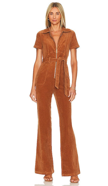 Alice + Olivia Gorgeous Wide Leg Jumpsuit in Cognac Alice + Olivia Magnifique combinaison de la jambe large à Cognac 爱丽丝 +奥利维亚华丽的宽腿连身裤