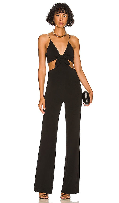 Alice + Olivia Havana Bow Jumpsuit in Black Alice + Olivia Havana Bow Suit en noir 爱丽丝 +奥利维亚·哈瓦那弓形连身裤穿着黑色