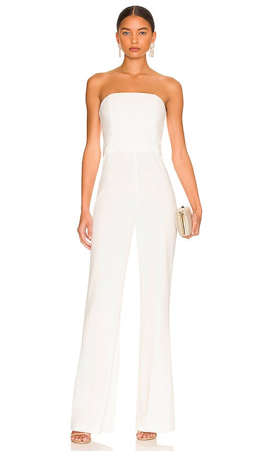 Alice + Olivia Lavera Jumpsuit in White Alice + Olivia Lavera Suit en blanc 爱丽丝 +奥利维亚·拉维拉（Olivia Lavera）穿着白色的连身裤