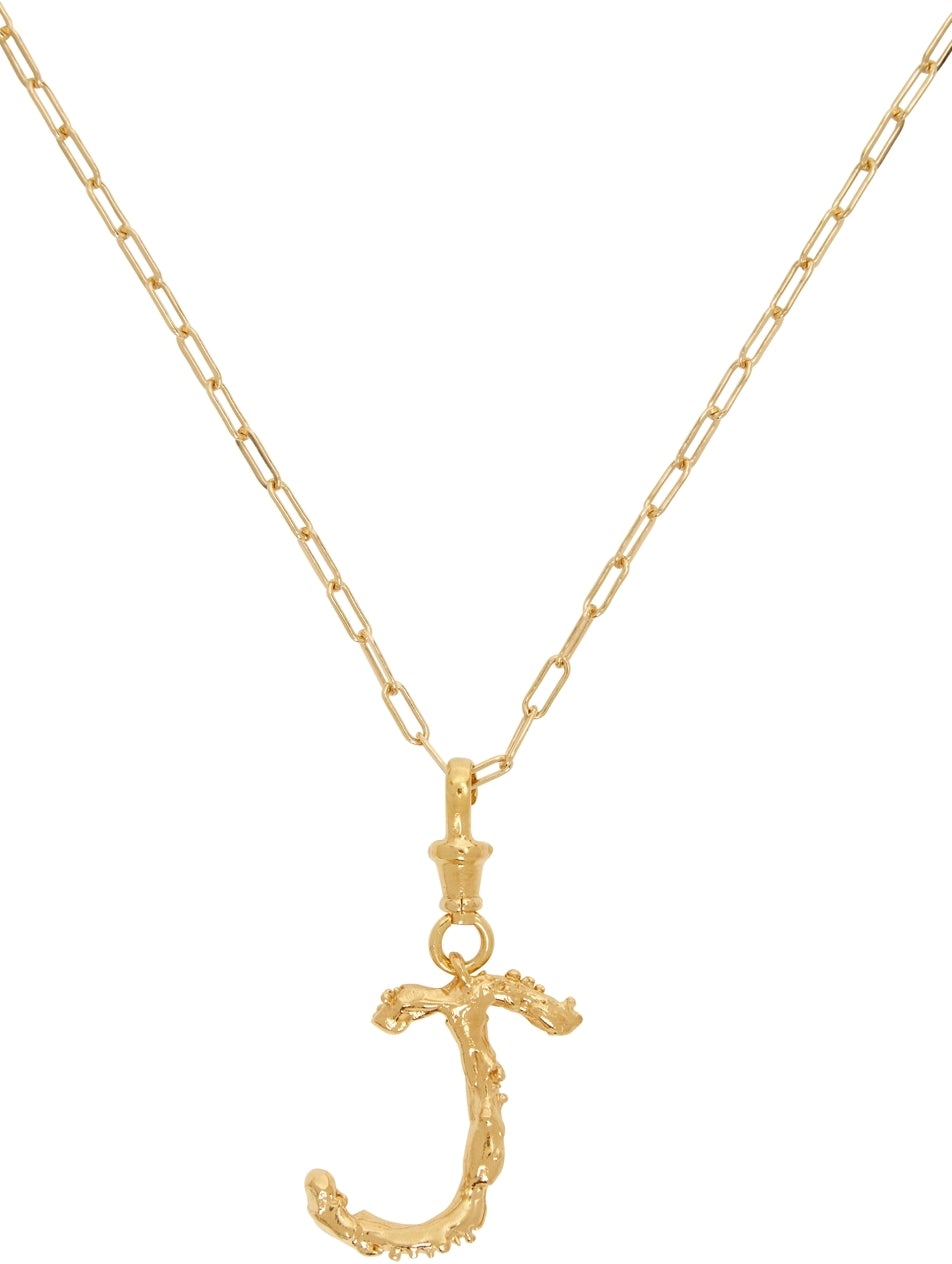 Alighieri SSENSE Exclusive Gold J Alphabet Necklace BlackSkinny