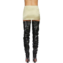 Amina Muaddi Black Croc Olivia Boots