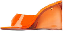 Amina Muaddi Orange Glass Lupita Wedge Heeled Sandals