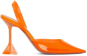 Amina Muaddi Orange PVC Holli Sling 95 Heels - Amina Muaddi Orange Pvc Holli Sling 95 Talons - Amina Muaddi 오렌지 PVC holli 슬링 95 발 뒤꿈치