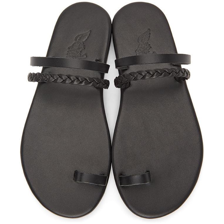 Ancient Greek Sandals Black Gyalos Sandals