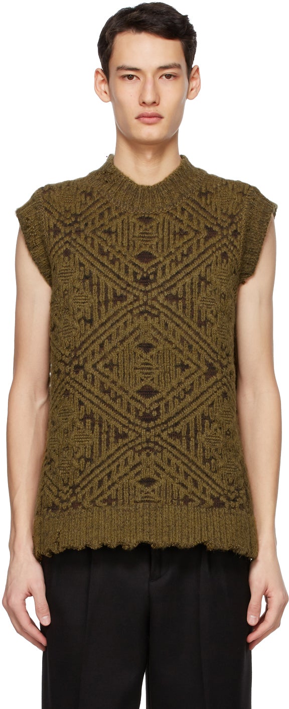Andersson Bell Brown Heavy Crewneck Vest - Gilet d'armature brun de cloche andersson Bell - 앤더슨 벨 브라운 무거운 Crewneck 조끼