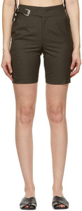 Andersson Bell Khaki Wool Biker Diego Shorts - Andersson Bell Khaki Laine Biker Diego Shorts - 앤더슨 벨 카키색 양모 바이커 디에고 반바지
