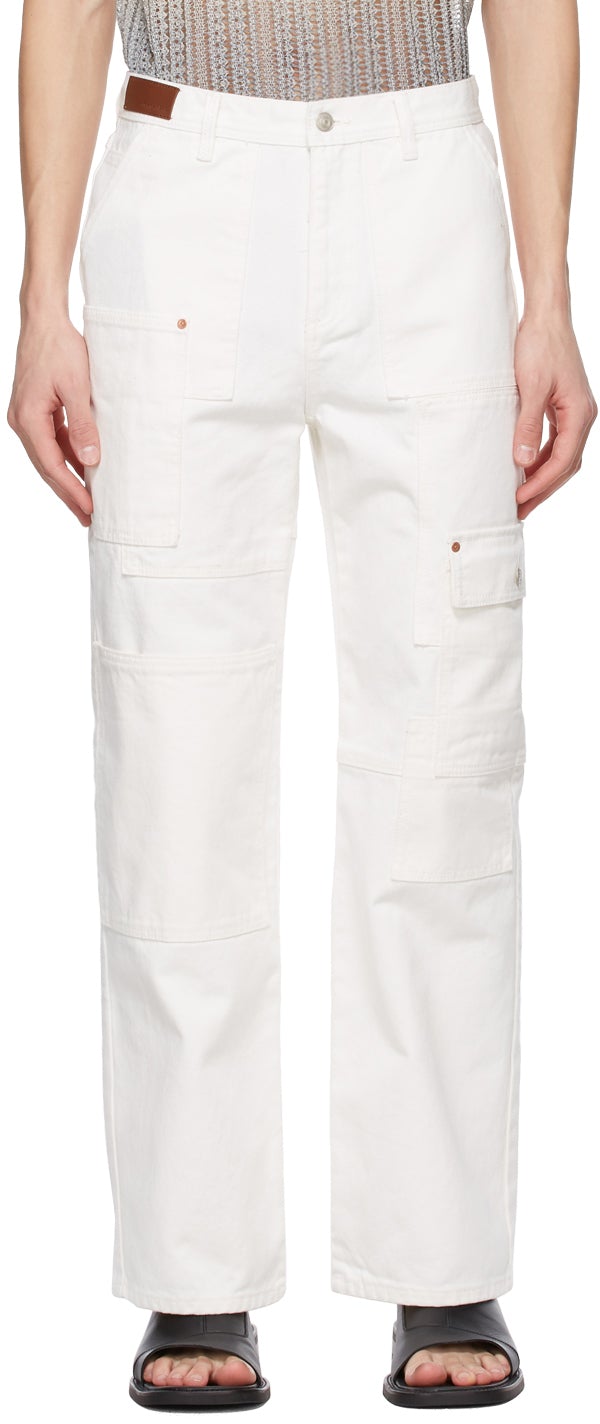Andersson Bell White Wide Patchwork Jeans - Jeans de patchwork blanc andersson cloche blanc - 앤더슨 벨 화이트 와이드 패치 워크 청바지