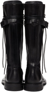 Ann Demeulemeester Black Leather Knee-High Boots