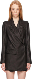 Ann Demeulemeester Black Leather Oversized Jacket - Ann Demeulemeester Veste surdimensionnée en cuir noir - Ann Demeulemeester 블랙 가죽 대형 재킷