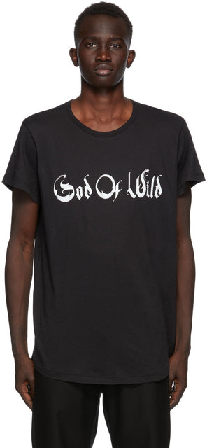 Ann Demeulemeester SSENSE Exclusive Black 'God of Wild' Fine T-Shirt - Ann Demeulemeester Ssense Ssense Black 'God of Wild Wild' T-shirt fin - Ann Demeulemeester Ssense 독점적 인 흑인 '야생의 하나님'좋은 티셔츠