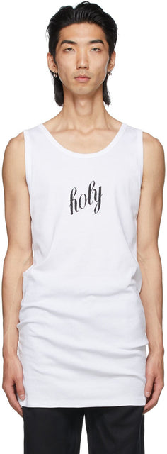 Ann Demeulemeester White 'Holy' Seva Tank Top - Ann Demeulemeester blanc 'Sainte' Débardeur Seva - Ann Demeulemeester 화이트 '거룩한'Seva 탱크 탑