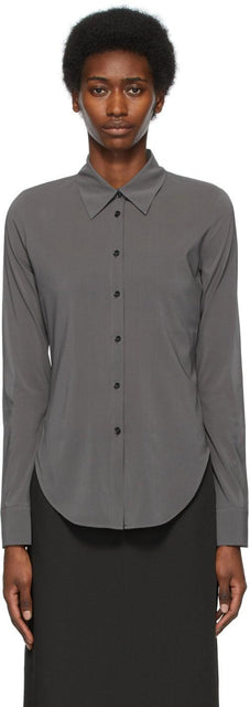 Arch The Grey Silk Straight Shirt - Arcler la chemise droite en soie grise - 아치 회색 실크 스트레이트 셔츠