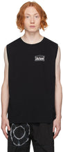 Aries Black Low Armhole Muscle Sleeveless T-Shirt - T-shirt sans manches de muscle noir noir BLOI - 양자리 흑인 낮은 암 구멍 근육 민소매 티셔츠