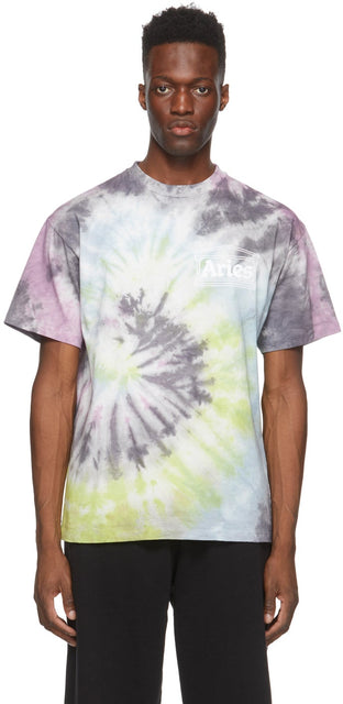 Aries Multicolor Tie-Dye Temple T-Shirt - T-shirt T-shirt Temple Team de Teamé multicolore Bélier - 양자리 멀티 컬러 넥타이 염료 사원 티셔츠