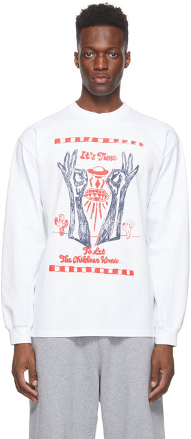 Aries White 'It's Time' Dokkoi Long Sleeve T-Shirt - Bélier Blanc 'Il est temps' T-shirt à manches longues Dokkoi - 양자리 화이트 'it's time''kkoi 긴 소매 티셔츠
