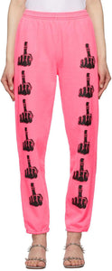 Ashley Williams Pink Middle Finger Lounge Pants - Ashley Williams Pantalon de salon du majeur rose - 애슐리 윌리엄스 핑크 가운데 손가락 라운지 바지
