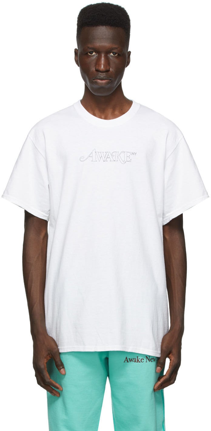 Awake NY White Classic Outline Logo T-shirt – BlackSkinny