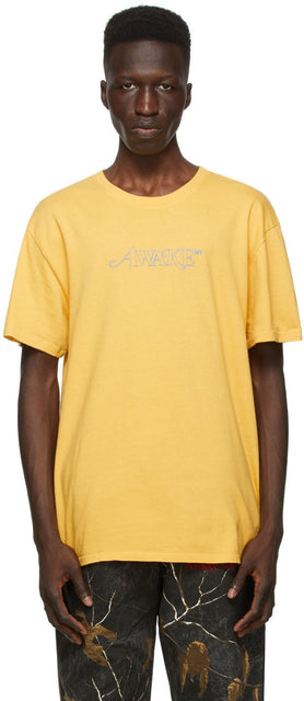 Awake NY Yellow Classic Outline Logo T-shirt - T-shirt de logo de contour de classique jaune - 깨어있는 뉴욕 노란색 고전적인 개요 로고 티셔츠